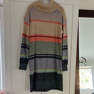 Anthropologie Colorful Striped Turtleneck Sweater